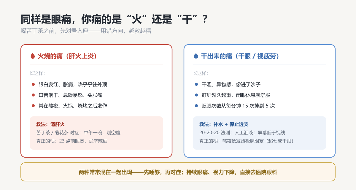 同样眼痛，先分清是火还是干